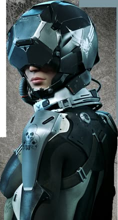 a woman in futuristic suit with helmet and goggles