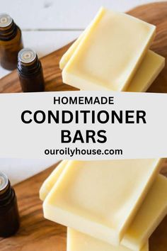 homemade conditioner bars on a wooden cutting board