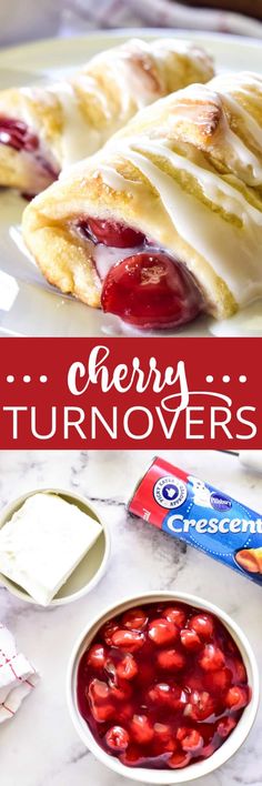 cherry turnovers with cream cheese on the side