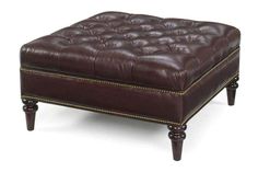 Oxford 39 Inch Square Deep Button Tufted Ottoman With Nailhead Trim Tufted Ottoman Coffee Table, Tufted Leather Ottoman, Tufted Leather Chair, Large Square Ottoman, Leather Cocktail Ottoman, Storage Ottoman Coffee Table, Club Furniture, Oversized Ottoman, Tufted Bench