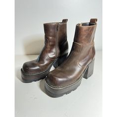 You Are Bidding On A Pair Of Spin Boots From Steve Madden, Dark Brown Distressed Leather, Size 9.5, Excellent Used Condition. 3.5" Chunky Heel, Square Toe, Inside Zip. All Sales Are Final So Please Email With Questions. Steve Madden Brown Boots, Steve Madden Platform Boots, Bratz Boots, Brown Platform Boots, 90s Boots, Steve Madden Boots Ankle, Steve Madden Platform, Steve Madden Boots, Heel Boot