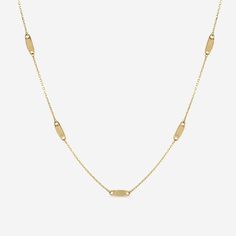 Plain Gold Station Necklace With Extender 14K Yellow Gold Yellow, Station Necklace, Gold Necklace, Yellow Gold, Gold