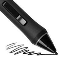 a black pen is laying on top of some spirals