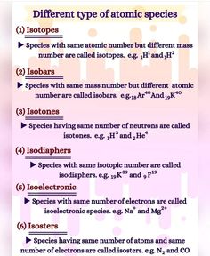 Different types of atomic species Neet 2025, Atomic Physics, Movie Snap, Probability Math, Science Formulas, Chemistry 101, Chemistry Projects