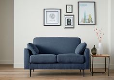 modern 2 seater sofa in navy velvet on tapered black metal legs - Scandi Industrial design Room Arrangement, Sofa Velvet, Living Room Arrangements, Sofa Review, Modern Living Room Furniture, Sofa Size, Room Seating