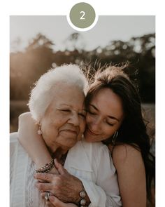 two older women hugging each other with the caption 2