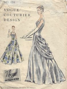 an old fashion sewing pattern for a woman's evening gown