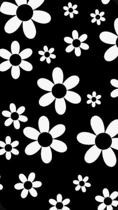 black and white flowers are shown in this image