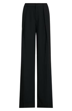 Crafted from luxe double-faced georgette for a polished look, these wide-leg pants are a tailored wardrobe essential. Zip fly with button closure Back welt pockets 100% polyester Dry clean Imported Womens Dress Pants, Nordstrom Store, Free Fabric, Fabric Gifts, Black Fits, Polished Look, Dress Pants, Wardrobe Essentials, Wide Leg Pants