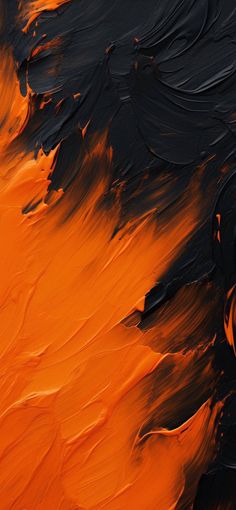 an orange and black abstract painting