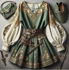 Medieval Core Outfit, Modern Fantasy Outfit, Summer Fantasy Outfit, Druid Aesthetic Clothing, Casual Ren Faire Outfit, Druid Fashion, Dnd Outfits Inspiration, Curvy Outfits Aesthetic, School Outfits Black Women