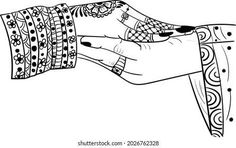 a woman's hand with hennap and bracelets on her wrist coloring page