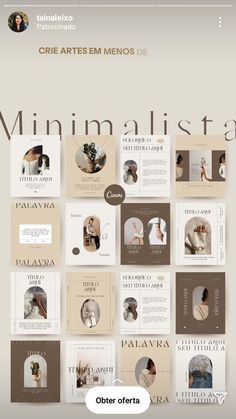 the minimalist magazine cover is shown with many different images and text on it's front