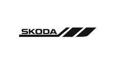 the skod logo is shown in black and white