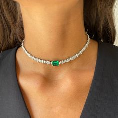 18k white gold marquis diamond and Colombian emerald cut emerald choker 10.9cts diamonds 2.63cts emerald   #AKNMQ-EM263-WG Emerald And Diamond Jewelry, Emerald Indian Jewellery, Emerald Sets Jewellery, Diamond And Emerald Necklace, Emerald Cut Diamond Necklace, Emerald Wedding Jewelry, Emerald Jewelry Necklace, Diamond Chocker, Fancy Choker