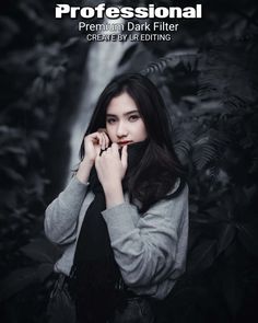 a woman is posing in front of a waterfall with her hands on her face and the words professional