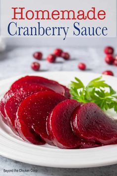 homemade cranberry sauce on a white plate