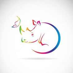 rhino head design on white background