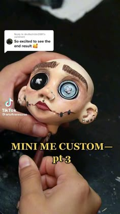 a person holding a fake doll with the caption, mini me custom pt3