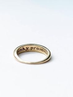 I LIKE IT HERE CLUB Pinky Promise Ring: Gold Plated | Edge of Urge Promise Rings For Hi, Promise Rings For Your Daughter, Sign Language Rings, Unique Small Promise Rings, Womem Promise Rings, Pearl Friendship Rings, Love Stay Ring, Metal Stamped Jewelry Rings, Minamalist Promise Rings