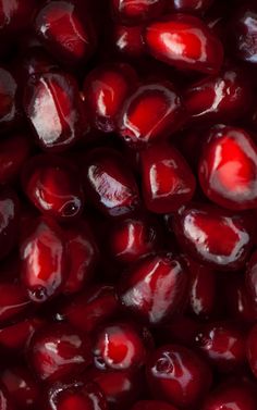 pomegranates are shown in close up view