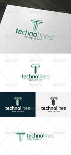 the logo for tech lines is shown in three different colors and font, as well as an