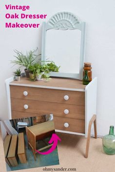 an old dresser is transformed into a vintage dresser makeover