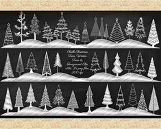 chalkboard christmas trees on a blackboard background