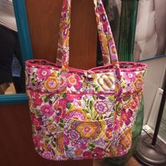 Large Pink Multi-Colored Vera Bradley Tote Bag. Bag Has Nice Inner Pockets And Can Easily Be Used As A Purse, Diaper Bag, Overnighter, Or A Carry On Bag & More! Brand New Without Tags Vera Bradley Tote Bags, Vera Bradley Tote, Large Tote Bag, Vera Bradley Bags, Bag Bag, Carry On Bag, Orange Pink, Pink Orange, Womens Tote Bags