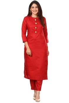 Salwar Kamiz Design, Red Kurti Design, Kamiz Design, Plain Kurti Designs, Suits Office, Red Kurti, Silk Kurti Designs, Salwar Neck Designs, Indian Kurti Designs