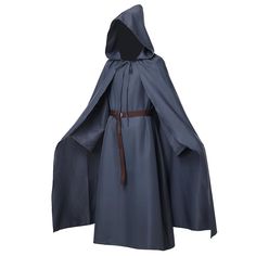 a hooded cloak with a hood and belt