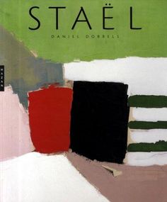 a book cover with an abstract painting in green, red and black on the cover