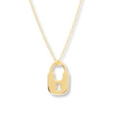 A miniature lock pendant sways from a 16-inch rope chain in this delightful necklace for her. The 14K yellow gold necklace secures with a spring ring clasp. Lock Pendant, Gold Stock, Jewelry Advice, 14k Yellow Gold Necklace, Lock Necklace, Necklace For Her, Yellow Gold Necklace, Kay Jewelers, Accessories Jewelry Necklace