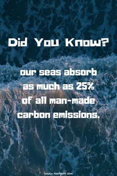 an ocean with the words did you know? our seas absorb as much as 25 % of all man - made carbon emissions