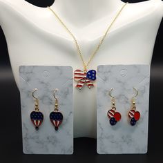 Nwt 3 Pack Giadasio Handmade Gold Plated America Red/White/Blue Usa Jewelry Set 1 Necklace 20 Inch Chain W/ Charm 2 Pairs Of Earrings (Will Come With Rubber Backs) Perfect For Fourth Of July, Patriotic Festival- More Packs Available In Closet; Bundle And Save Elephant Charm Bracelet, Brown Beaded Necklace, Juicy Couture Bracelet, Geode Necklace, Round Dangle Earrings, Usa Jewelry, Double Wrap Bracelet, Sunflower Earrings, Bow Necklace