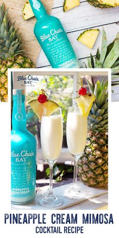 the pineapple cream mimosa cocktail recipe is ready to be eaten and served