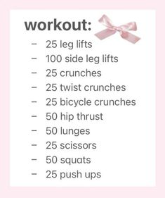 a pink and white poster with the words workout on it