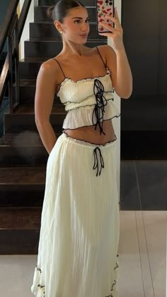 Looks Pinterest, Flowy Maxi Skirts, European Summer Outfits, 2 Piece Skirt Set, Look Fashion, Pretty Outfits