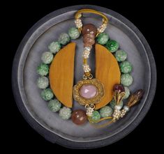 Chinese Eighteen-Bead Rosary-Bracelet of Carved Jade, Pearls, Tourmaline & Gilded Silver in Original Box - Michael Backman Ltd Ancient Jewels, Chinese Decor, Beading Jewelery