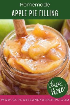 homemade apple pie filling in a mason jar