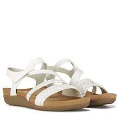 Step out in style with the Women's Baretraps Jalen Sandal. Faux leather upper in a sandal style with an open toe. Hook and loop strap closure. Braided strap detail. Smooth lining with a padded footbed. Durable synthetic outsole. Sandal Style, Sandals White, Famous Footwear, Braided Strap, Sandal Fashion, Hook And Loop, Open Toe, Womens Sandals, Leather Upper