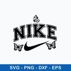 the nike logo with butterflies flying around it and the word swg png dxf