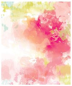 an abstract painting with pink, yellow and green colors