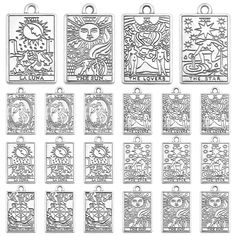 a set of twelve zodiac signs in black and white with an outline drawing on the front