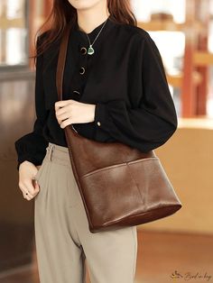 Bird in Bag - Elegant Women's Shoulder Bag with Ample Storage On-the-go Bucket Shoulder Bag With Pockets, Brown On-the-go Shoulder Bag With Pockets, Fall Rectangular Bucket Bag For On-the-go, Fall Shoulder Bag For Daily Use, Large Capacity Bags For Fall, Large Capacity Bags For Everyday Use In Fall, Everyday Use Bucket Bag With Pockets, Square Hobo Bag For Everyday Use In Fall, Square Fall Hobo Bag For Everyday Use