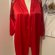 Brand New Silk Red Robe Missing His Belt Closure Inside You Can Find Red Belt Anywhere )) Huge Sale Silk With Lace Bridal Collection Bridal Collection, Red Belt, Huge Sale, Lace Bridal, Sleepwear Robe, Bridal Lace, Women's Intimates, Victoria's Secret, Brand New