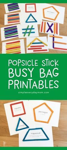 popsicle stick busy bag printables with the words popsicle stick on them