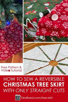 how to sew a reversible christmas tree skirt with only straight cuts