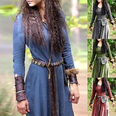 Retro Vintage Medieval Renaissance Dress Cosplay Costume Tunic Dress Viking Outlander Ranger Elven Women's Halloween Halloween LARP Ren Faire Dress 2024 - $31.99 Fantasy Ball, Celtic Dress, Viking Cosplay, Elven Dress, Celtic Viking, Robes Glamour, Fest Outfits, Vintage Fairy, Womens Long Dresses