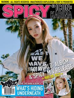 the front cover of spicy magazine featuring an image of a woman with long blonde hair